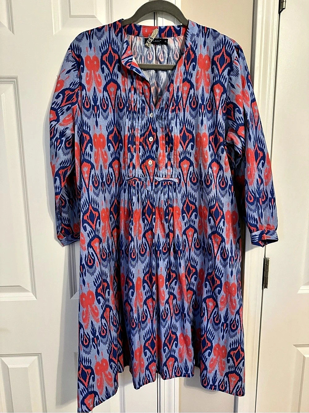La Plage Geometric Mini Dress in Blue & Red Size XL